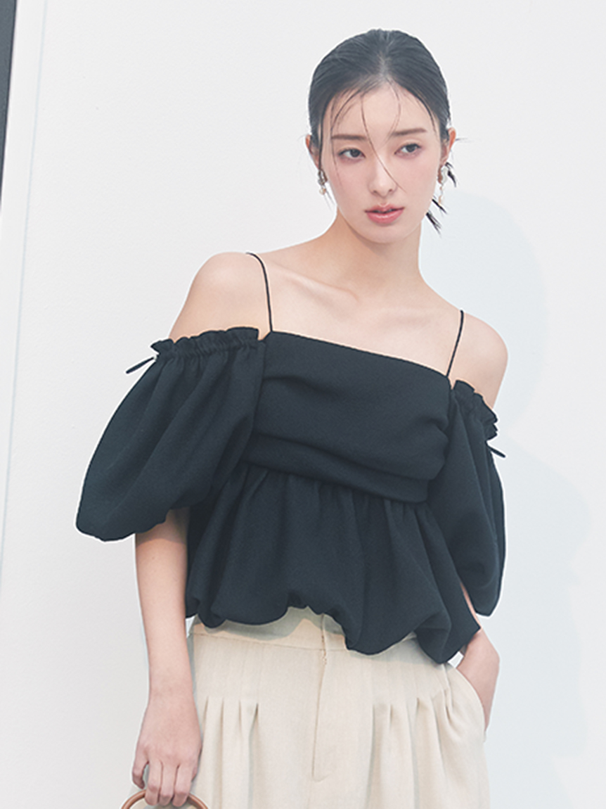 3wayオフショルパフスリーブブラウス／ウォッシャブル(ブラウス