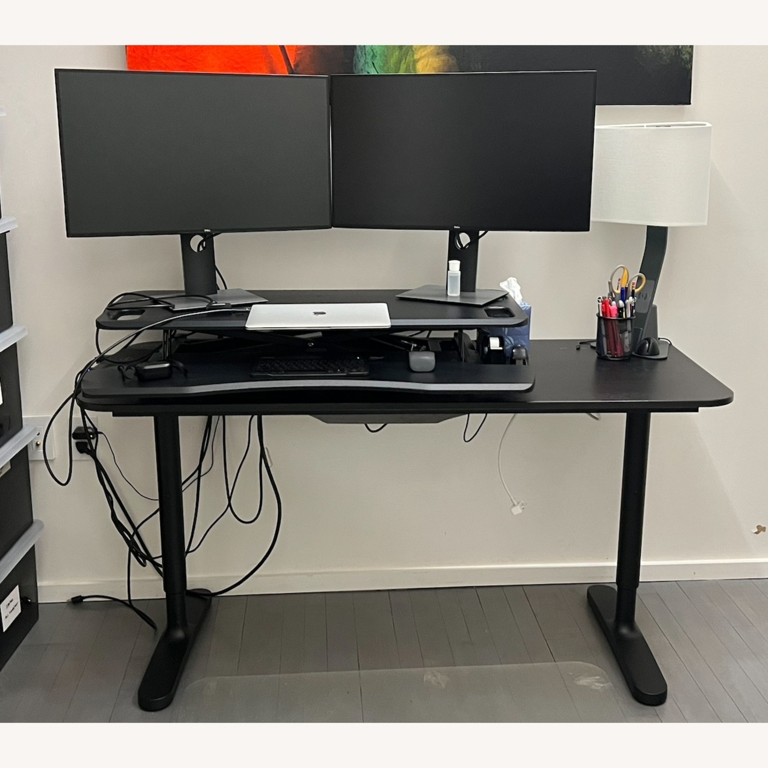 IKEA Bekant Black Wood Desk - AptDeco