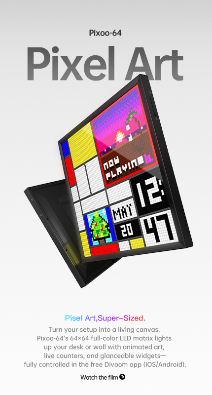 Divoom Pixoo-64 | WiFi Pixel Cloud Digital Frame | 64 X 64 LED