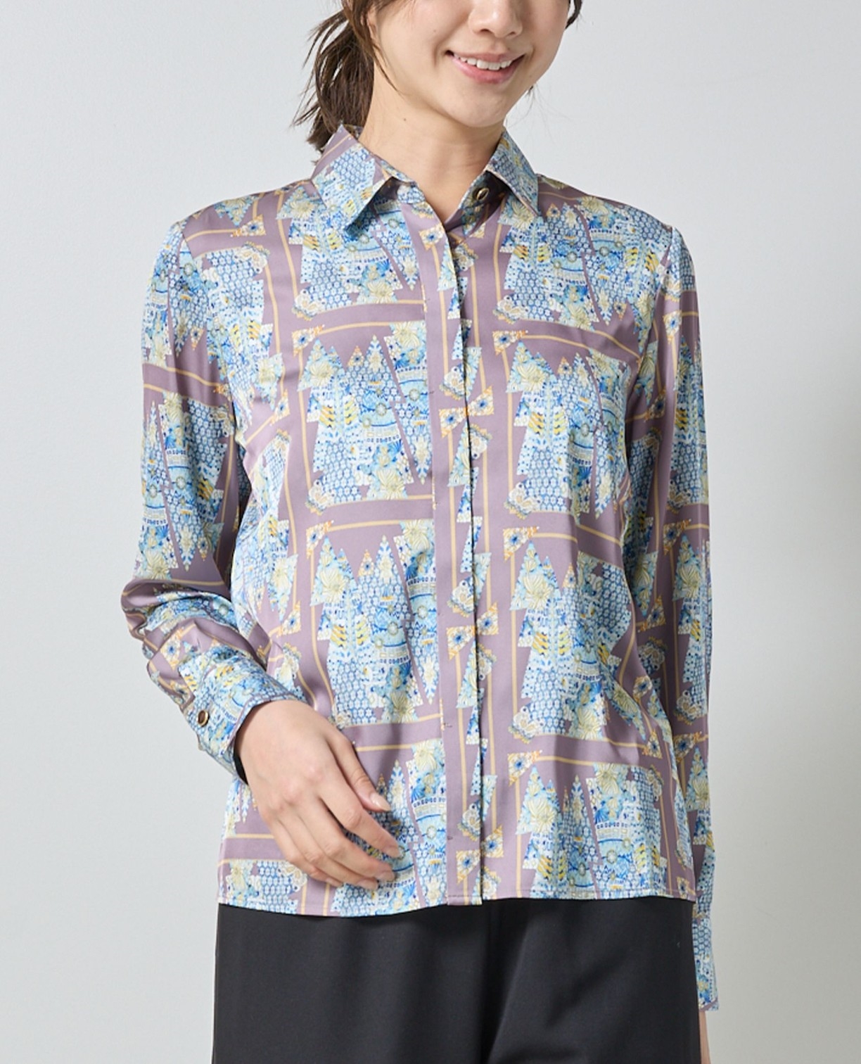 NARACAMICIE】GENIUS森柄長袖シャツ(1(M)9号 グレー): ナラカミーチェ