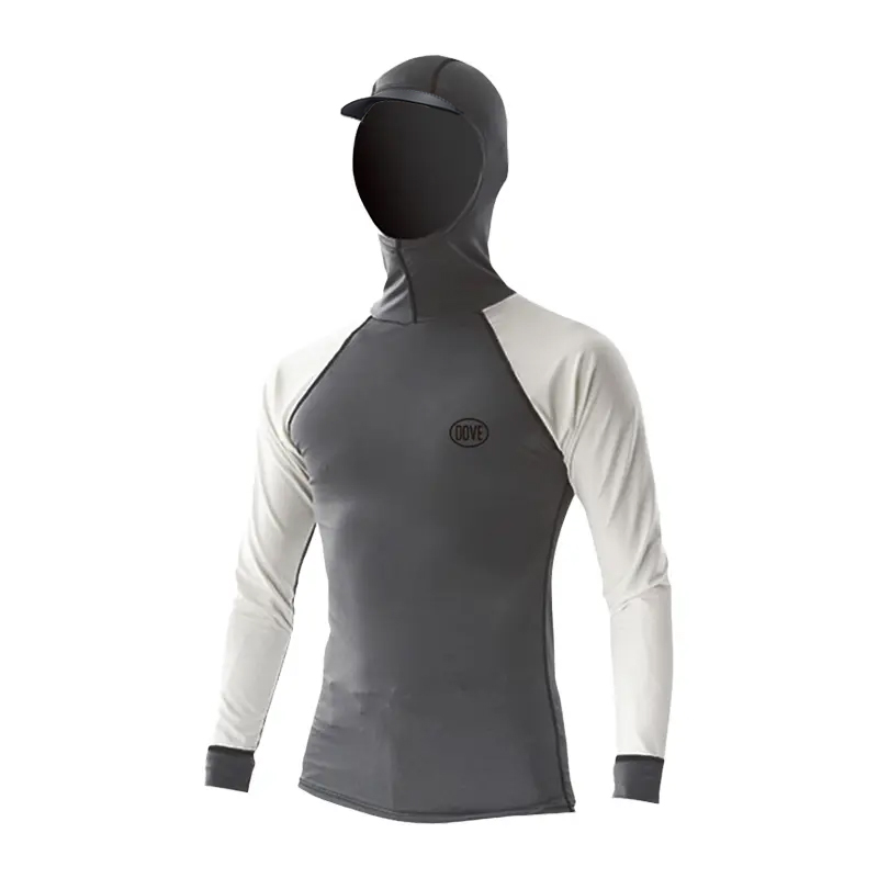 フード付きラッシュガード（チャコールグレーXオフホワイト） | 国産