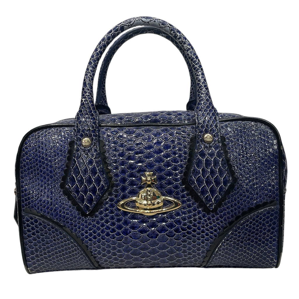 Vivienne Westwood/Hand Bag/Faux Leather/BLU/FAUX SNAKE SKIN