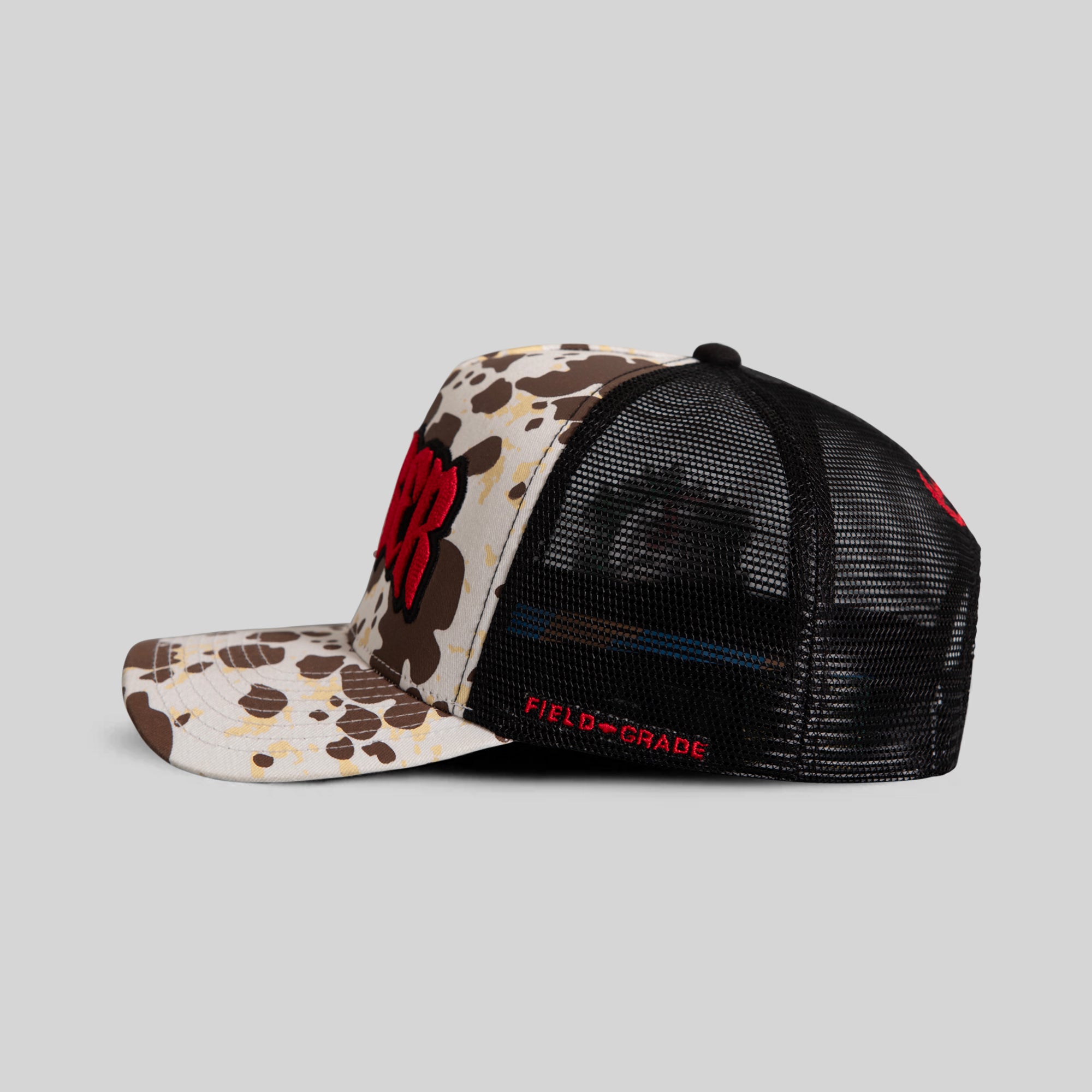 DANGER COW PRINT TWILL MESH TRUCKER