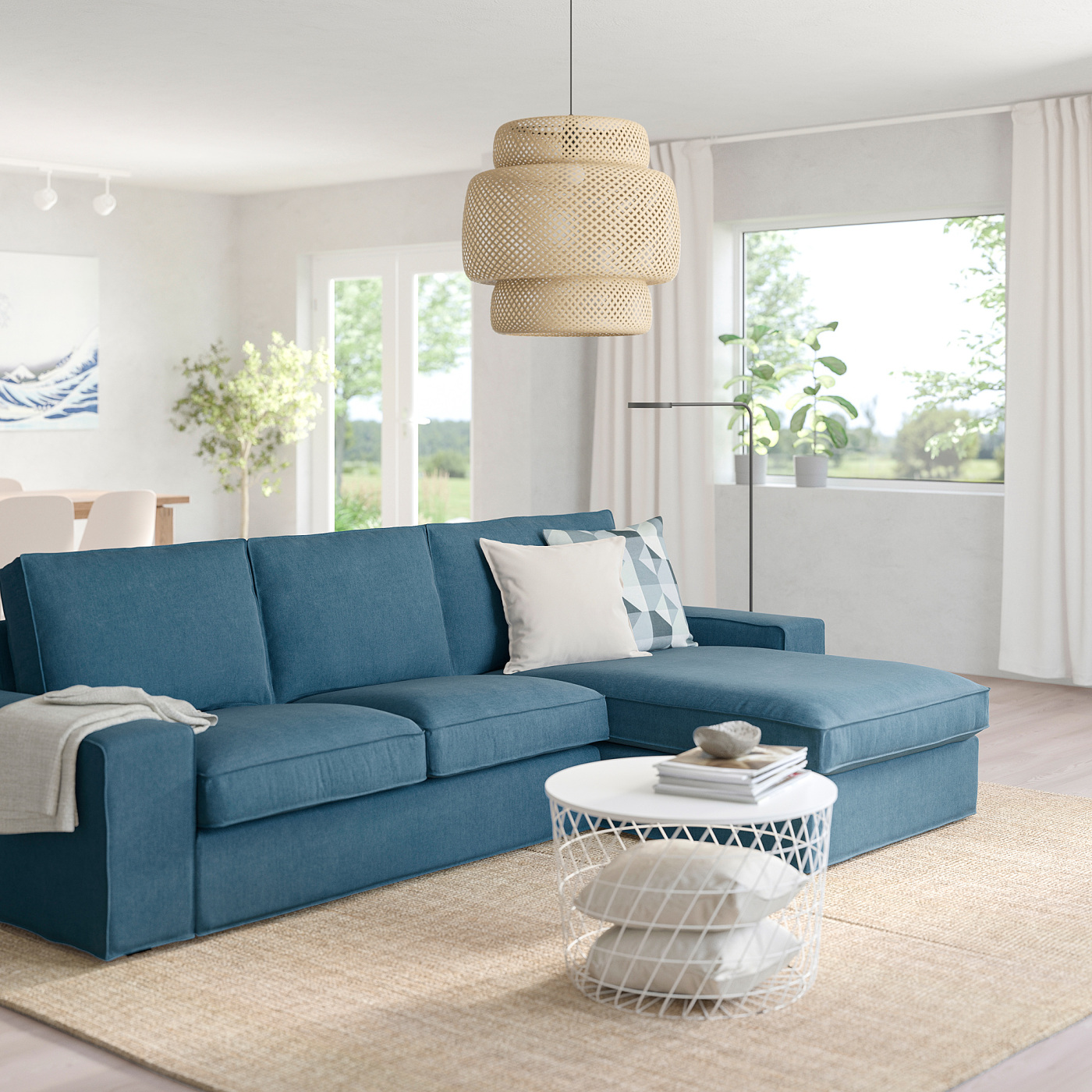 KIVIK 3-seat sofa with chaise longue Tallmyra blue - IKEA