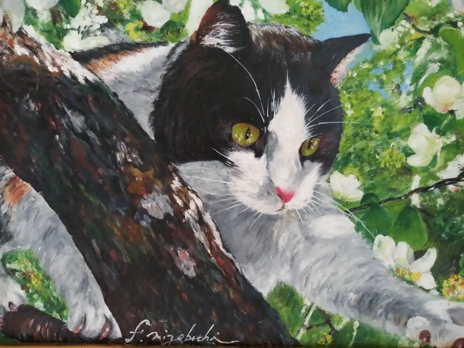 枚方市にある猫の油絵を展示する喫茶店は画廊喫茶Qへ