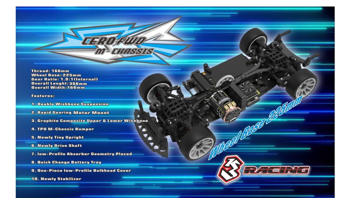 3レーシング CERO FWD M-CHASSSIS WHEELBASE 225MM KIT-CERO-SPORT-M