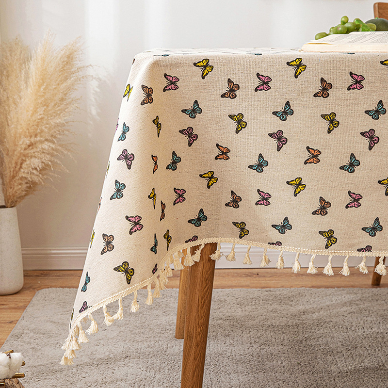 テーブルクロス 小花柄フリル付き二枚重ねテーブルクロス 布|テーブル